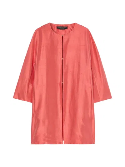 Marina Rinaldi Women's Duster Coat In Silk Shantung In Red