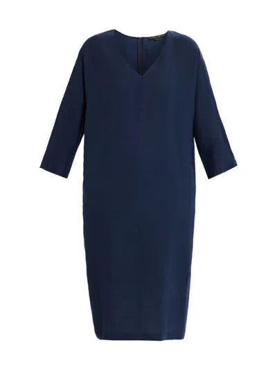 Marina Rinaldi Women's Edolo Linen Shift Midi-dress In Ultramarine