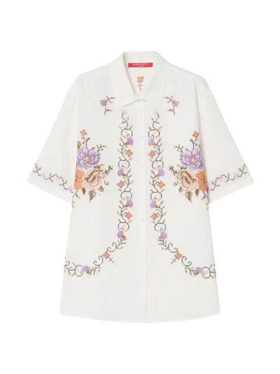 Marina Rinaldi Women's Embroidered Cotton Canvas Shirt In White