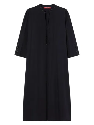 Marina Rinaldi Women's Embroidered Poplin Dress In Black