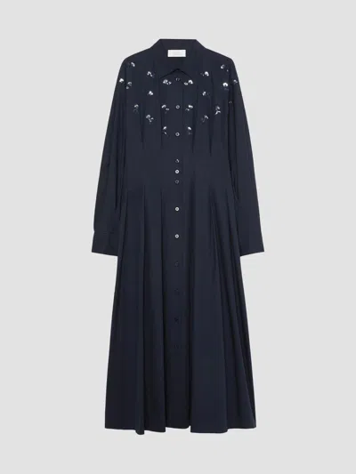 Marina Rinaldi Women's Embroidered Poplin Dress In Blue