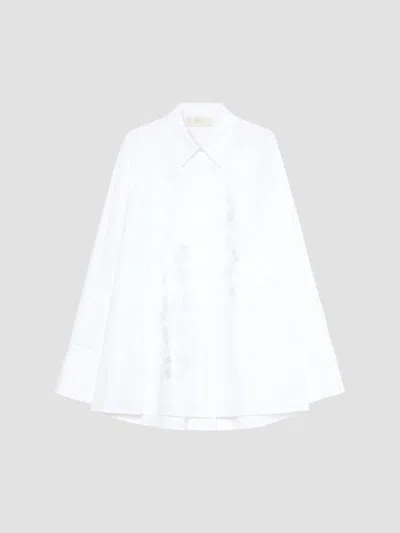 Marina Rinaldi Women's Embroidered Poplin Tunic Shirt In Optical White