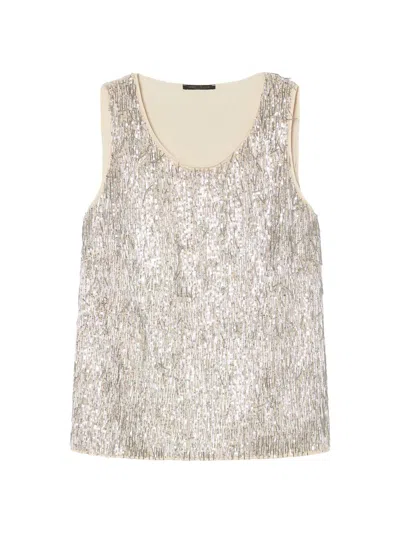 Marina Rinaldi Women's Embroidered Tulle Top In Metallic