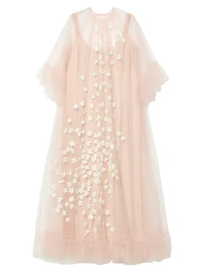 Marina Rinaldi Women's Floral Detail Tulle Dress In Neutral