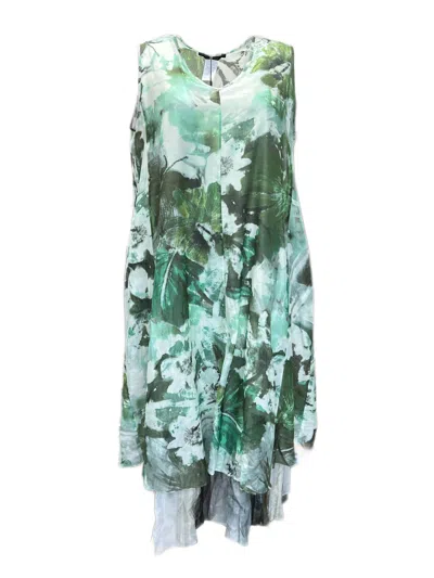 Pre-owned Marina Rinaldi Women's Green Dovizia Sleeveless Printed Maxi Dress