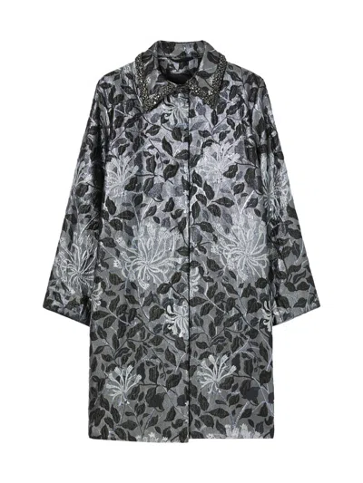 Marina Rinaldi Women's Jacquard Lamé Coat In Gray