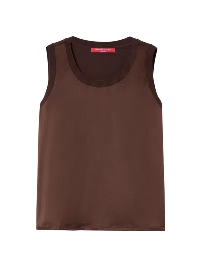 Marina Rinaldi Women's Jersey And Satin Top In Burgundy