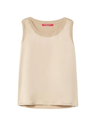 Marina Rinaldi Women's Jersey And Satin Top In Neutral