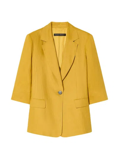 Marina Rinaldi Women's Linen Canvas Blazer In Yellow