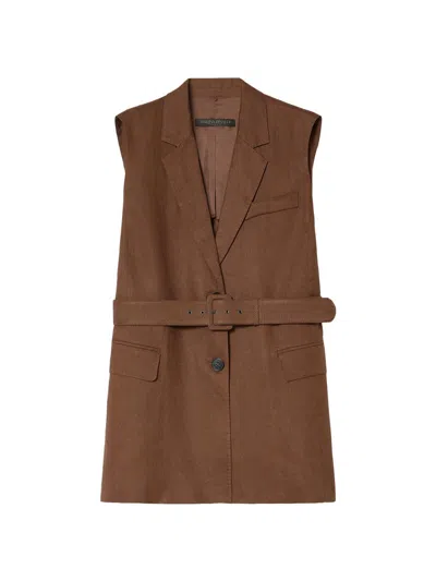 Marina Rinaldi Mrnorli Cocoa Sleeveless Blazer In Brown