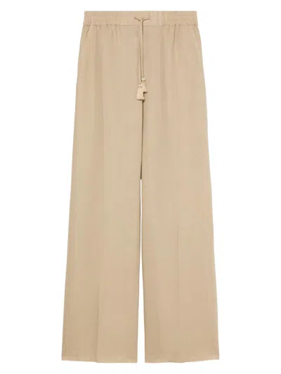 Marina Rinaldi Women's Linen Canvas Trousers In Brown