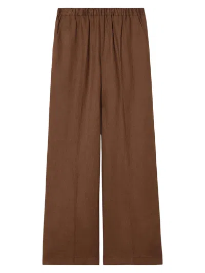 Marina Rinaldi Women's Linen Canvas Trousers In Brown