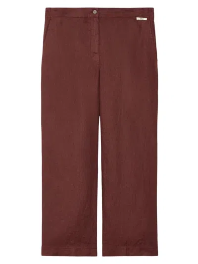 Marina Rinaldi Women's Linen Canvas Trousers In Burgundy