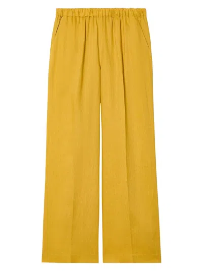 Marina Rinaldi Women's Linen Canvas Trousers In Yellow
