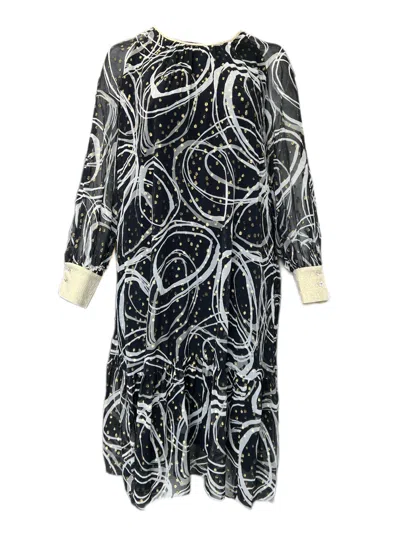 Pre-owned Marina Rinaldi Women's Nero Diadema Long Sleeve Maxi Dress