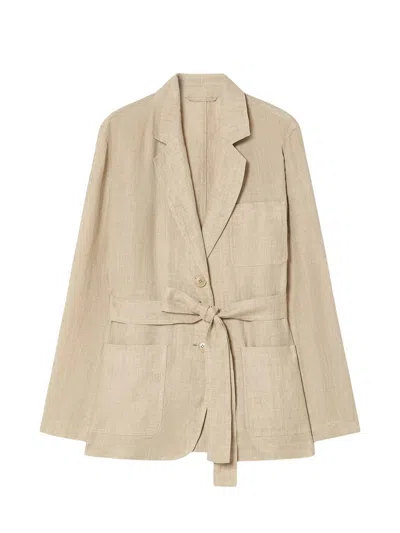 Marina Rinaldi Women's Open Jacket In Washed Linen In Neutral
