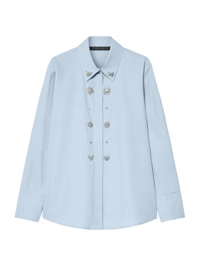 Marina Rinaldi Women's Organic Cotton Poplin Shirt In Blue