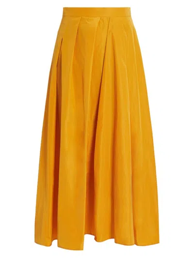 Marina Rinaldi Plus Size Aderire Pleated Taffeta Maxi Skirt In Gold