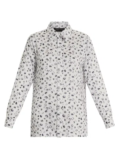 Marina Rinaldi Plus Size Eccelso Diamond-print Button Down Top In White Jewel