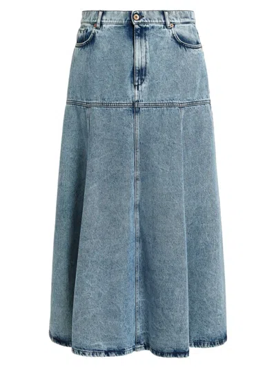 Marina Rinaldi Marble Wash Denim Midi Skirt In Cornflower