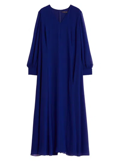 Marina Rinaldi Women's Plus Size Cambio Draped Crepe Georgette Maxi Dress In Cornflower Blue