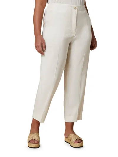 Marina Rinaldi Women's Plus Size Gerona Linen & Cotton Crop Pants In Ivory
