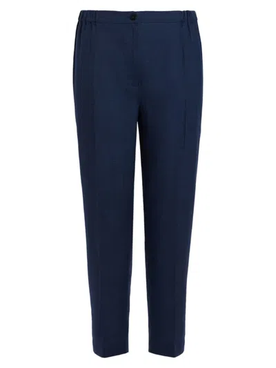 Marina Rinaldi Women's Plus Size Respiro Linen Tapered Pants In Blue