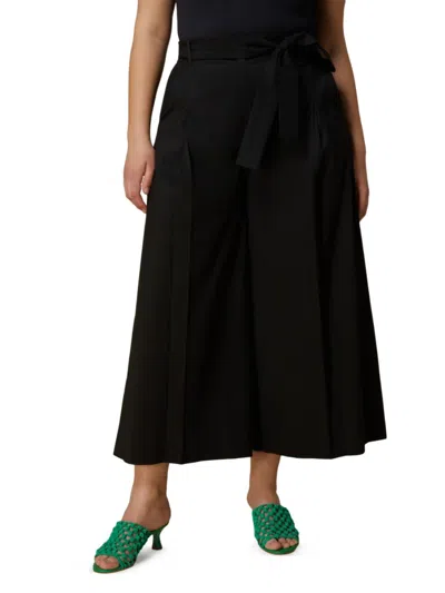 Marina Rinaldi Women's Plus Size Uranio Belted Poplin Crop Pants In Black