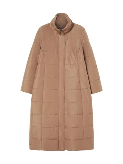 Marina Rinaldi Women's Puffer Jacket In Water Repellent Taffeta In Brown