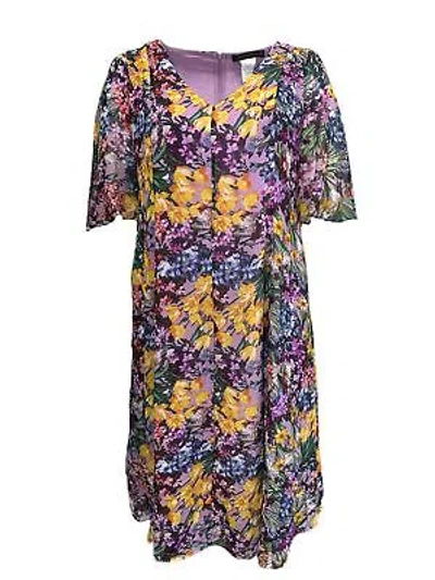 Pre-owned Marina Rinaldi Women's Purple Diapason Shift Dress Size 14w/23