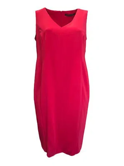 Pre-owned Marina Rinaldi Women's Red Divinita Sleeveless Sheath Dress