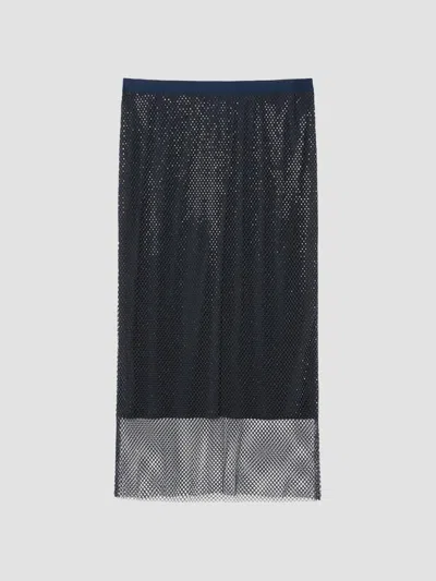 Marina Rinaldi Women's Rhinestone Adorned Mesh Jersey Skirt In Midnightblue