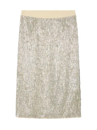 Marina Rinaldi Women's Sequinned Tulle Skirt In Silver