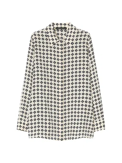 Marina Rinaldi Lusso Silk Button-up Shirt In Multi