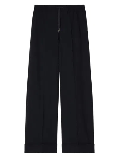 Marina Rinaldi Women's Stretch Canvas Wide Leg Trousers In Black