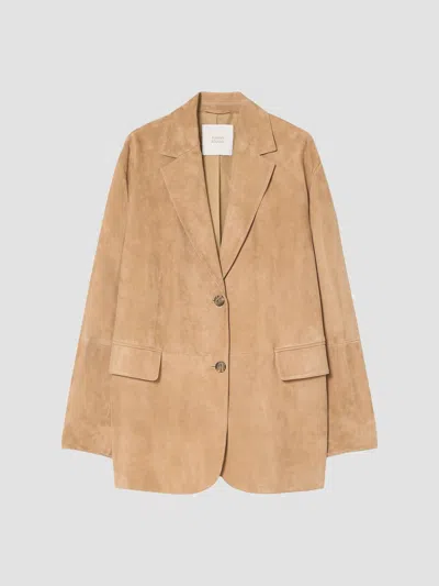 Marina Rinaldi Women's Suede Blazer Jacket In Brown