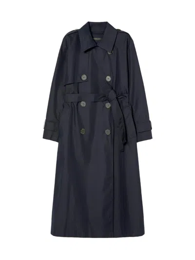 Marina Rinaldi Women's Water Repellent Twill Trench Coat In Blue