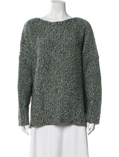 Pre-owned Marina Rinaldi Wool Bateau Neckline Sweater In Green