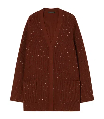 Marina Rinaldi Wool-blend Cardigan In Brown