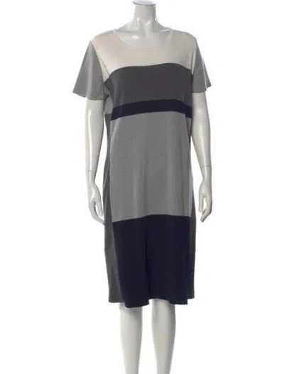 Pre-owned Marina Rinaldi Wool Knee-length Dress In Gray