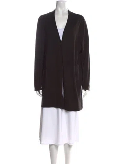 Pre-owned Marina Rinaldi Wool Open Front Sweater In Black