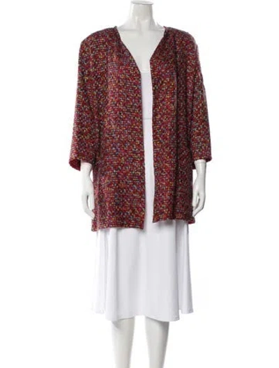 Pre-owned Marina Rinaldi Wool Tweed Pattern Jacket In Red