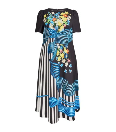 Marina Rinaldi X Mary Katrantzou Floral Print Cady Dress In Black