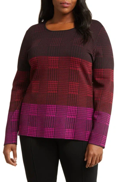 Marina Rinaldi X Mary Katranzou Check Jacquard Piqué Sweater In Galles Pink