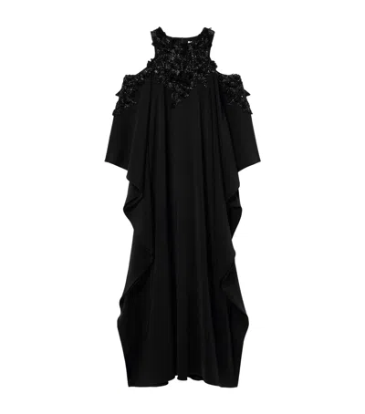 Marina Rinaldi X Tony Ward Embellished Cut-out Maxi Dress In Black