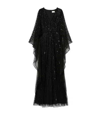 Marina Rinaldi X Tony Ward Embellished Maxi Dress And Cape In Black