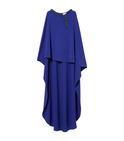 Marina Rinaldi X Tony Ward Embellished-neck Maxi Dress In Blue