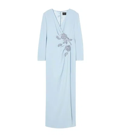 Marina Rinaldi X Zuhair Murad Embellished Wrap Dress In Blue