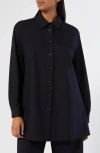 Marina Rinaldi Yanina Twill Shirt Jacket In Blue