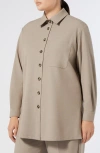 Marina Rinaldi Yanina Twill Shirt Jacket In Gray